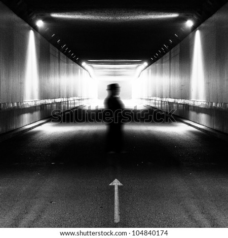 Man Shadow Stock Photos, Royalty-Free Images & Vectors ...
 Silhouette Man Walking Tunnel