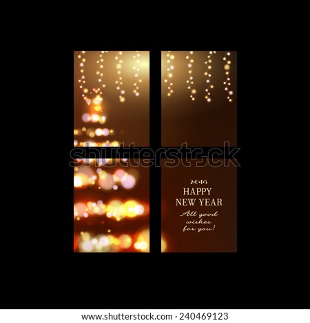 New years invitation, winter eve in the window template card . Vector illustration.
