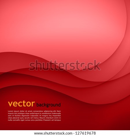 Red vector Template Abstract background with curves lines and shadow. For flyer, brochure, booklet and websites design