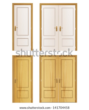 Classic Interior Front Wooden Doors Detailed Stock Vector 61748374