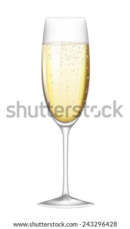 Glass of champagne isolated on white background