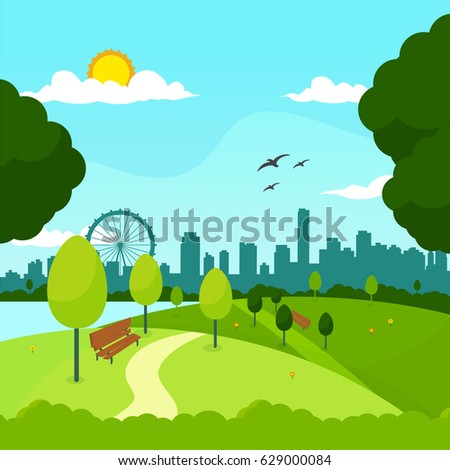 Park Rainbow Funny Cartoon Vector Scene Stock Vector 64235641 ...