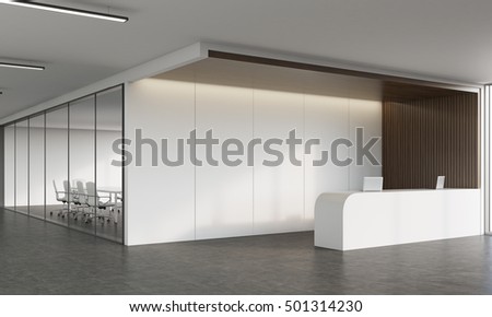 Office Corridor Reception Desk Laptops Long Stock Illustration ... Office Corridor Reception Desk Laptops Long Stock Illustration ...