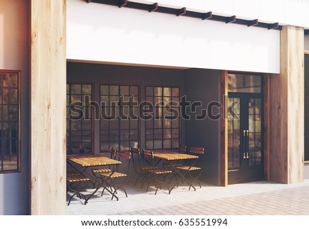Exterior Restaurant Design entrance exterior design of 13 coins restaurant seattle Side View Of A Cafe Exterior With Gray Walls And Two Wooden Tables With Chairs Standing Exterior Restaurant Design restaurant design exterior facade hand painted lettering and neon signage Side View Of A Cafe Exterior With Gray Walls And Two Wooden Tables With Chairs Standing