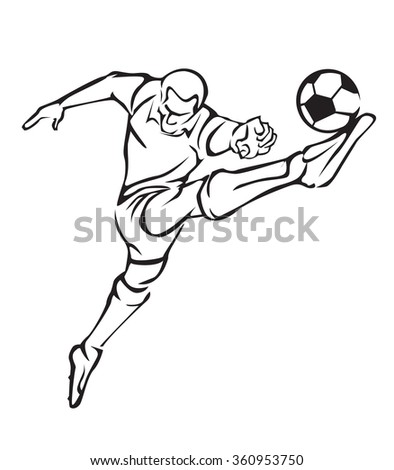 Football Soccer Player Kicking Ball Line Stock Vector 444166933 ...