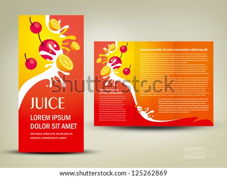 Brochure Folder Juice Fruit Drops Liquid Stock Vector 