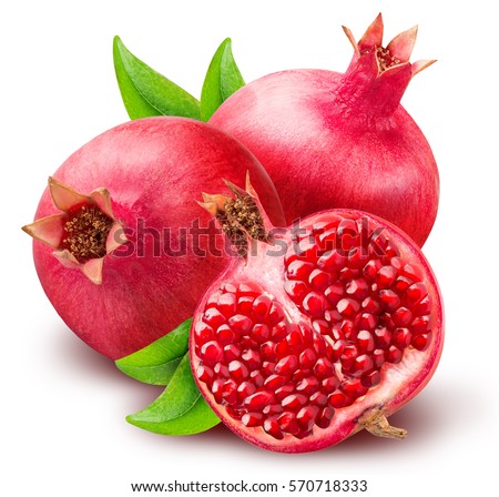 Pomegranate isolated on white background with clipping path