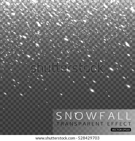 Christmas shining falling snow on transparent background vector illustration.