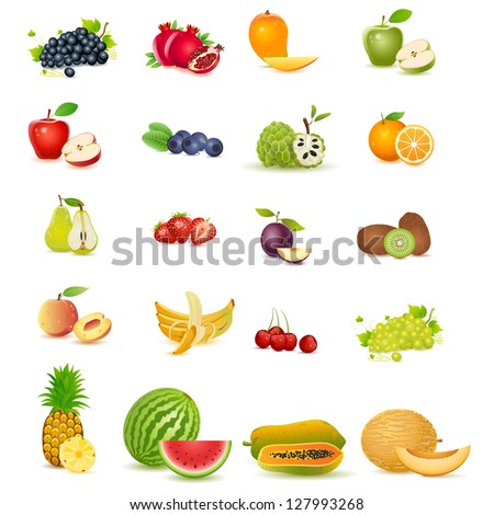 easy to edit vector illustration of fresh fruit with slice