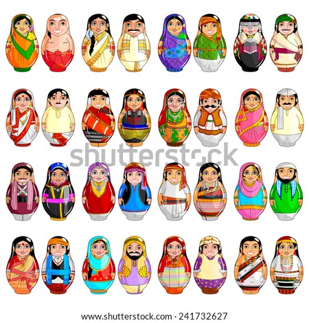 stock vector easy to edit vector illustration of nested doll representing indian couple from different states 241732627