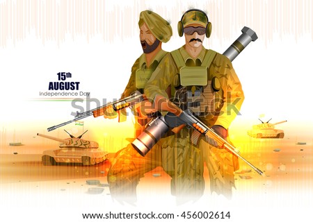 easy to edit vector illustration of Soldier on Indian Independence Day celebration background