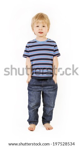 Yearold Child Standing Over White Background Stock Photo 96350795 ...