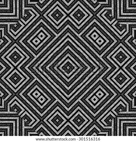Digital art technique modern ethnic geometric abstract pattern mosaic design in black and white tones Digital art technique modern ethnic geometric abstract pattern mosaic design in black and white tones