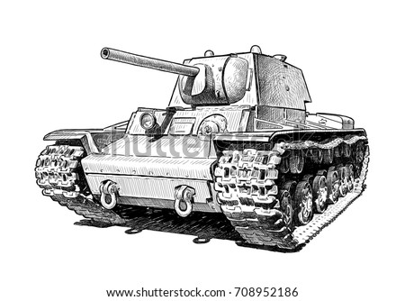 Sketch Old Battle Tank Stock Illustration 708952186 - Shutterstock