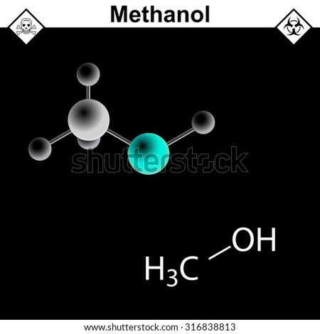 Structural Chemical Formula Model Methanol Molecule Stock Vector ...