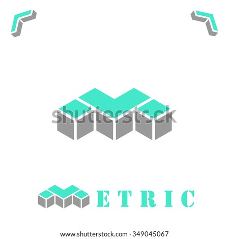 M letter, logo concept on white background, isometric polygons style, raster