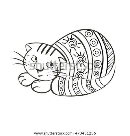 Drawing Zentangle Cat For Coloring