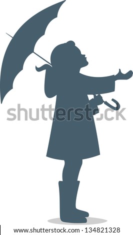 Silhouette of girl with umbrella Stock Photos, Images, & Pictures ...