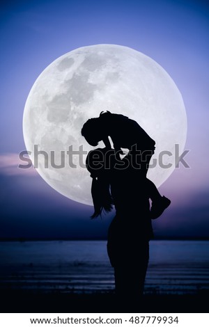 Silhouette Woman Praying Front Full Moon Stock Illustration 3538518 ...