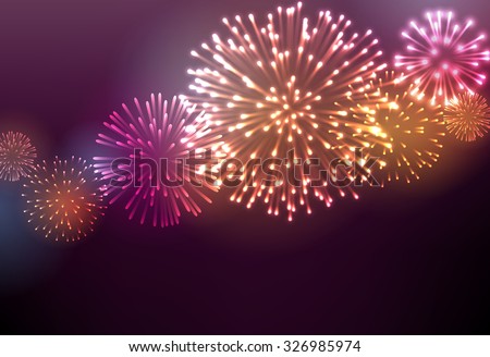 Festive colour firework background. Vector illustration.