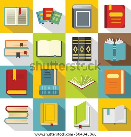 Book Icons Set Flat Style Vector Stock Vector 264575909