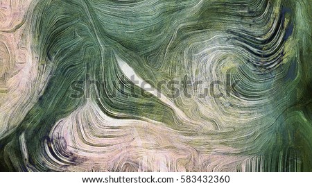 Fluid lines of color movement. Shades of green. Brush strokes.