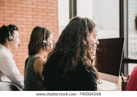 Side View Telemarketing Call Center Staff Stock Photo 740004268 ...
