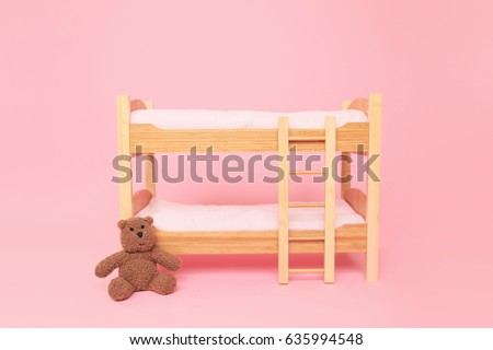 Digital Photography Background Of Newborn Twin Doll Bunkbed Isolated On Pink