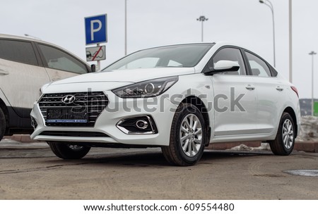 Novokuznetsk, Russia - Mart 25, 2017: Hyundai Accent (Solaris)