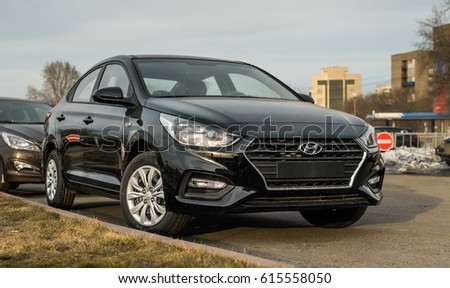 Novokuznetsk, Russia - Mart 30, 2017: Hyundai Accent (Solaris)