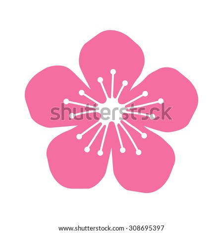 Peach or cherry blossom flower flat icon for apps and websites