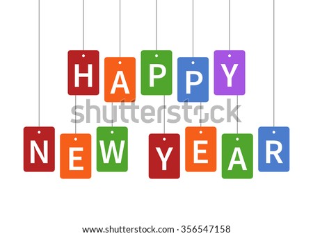 Happy New Year colorful hangtags poster display
