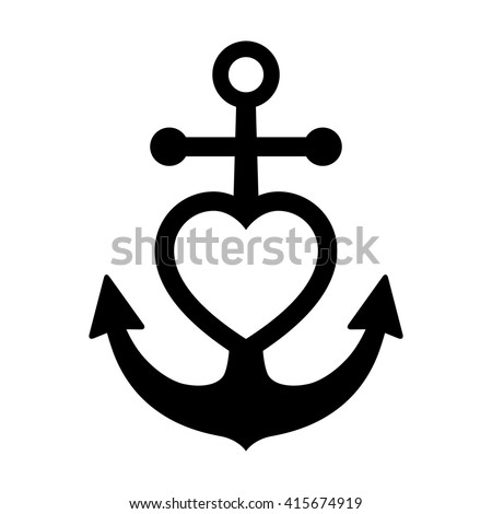 Anchored Anchor Heart Flat Icon Apps Stock Vector 