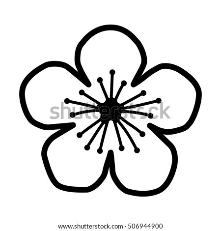 Peach or cherry blossom flower line art icon for apps and websites