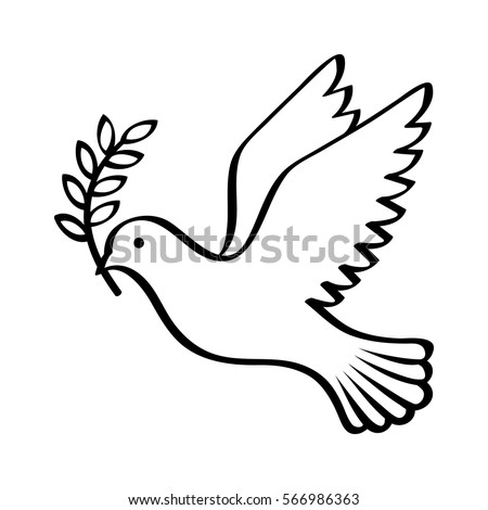 Flying Dove Holding Olive Branch Sign Stock Vector 566986363 - Shutterstock