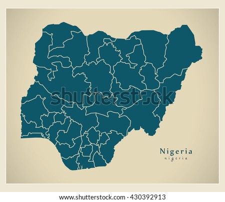 Modern Map Nigeria Provinces Ng Stock Vector 430392913 - Shutterstock