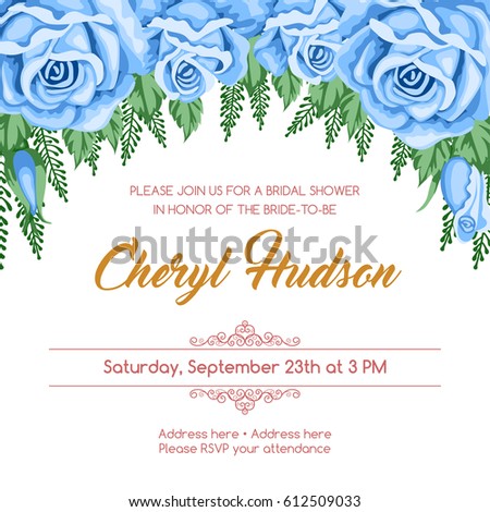 Bridal Shower Invitation Template Flowers Vector Stock Vector (2018