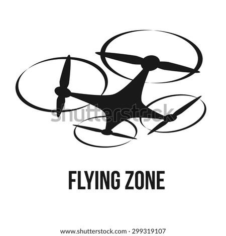 Vector Drone flying quadcopter drone logo, isolated vector illustration