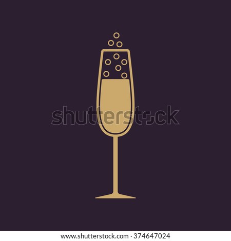 The glass of champagne icon. Wine symbol. Flat Vector illustration