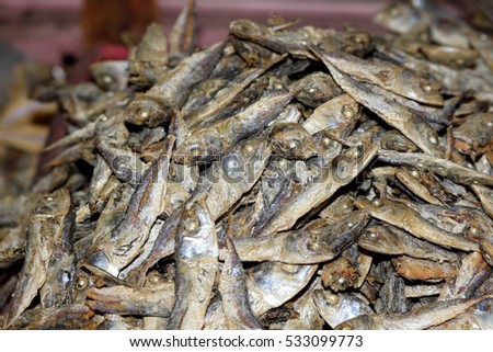 Salted fish,Dried fish on the grill
