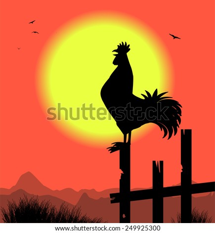 Black Silhouette Rooster Weathervane On Rooftop Stock Vector 4674715 ...