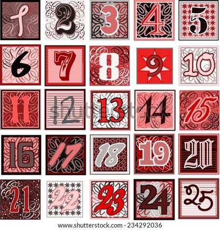 advent calendar countdown numbers 125 stock vector countdown callendar