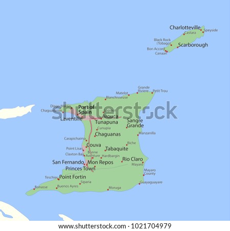 Map Trinidad Tobago Shows Country Borders Stock Vector 1021704979 ...