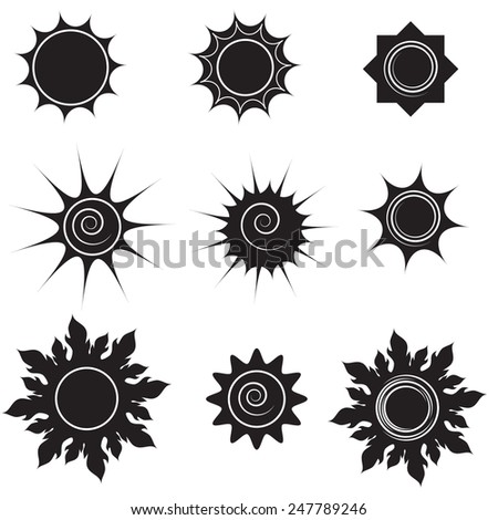 Black Sun Icon Set Stock Vector 247789246 - Shutterstock