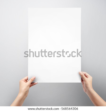woman hands holding blank paper sheet stock photo royalty free a3 poster size