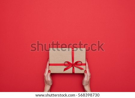 Top View Female Hands Holding Present Stock Photo 568398730 - Shutterstock