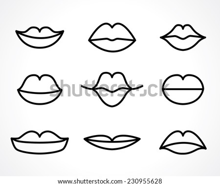 Set Various Cartoon Female Lips Expressing Stock Vector 223321219 ...