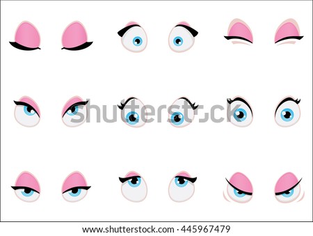 Set Cartoon Girl Eyes Isolated On Stock Vector 445967479 - Shutterstock