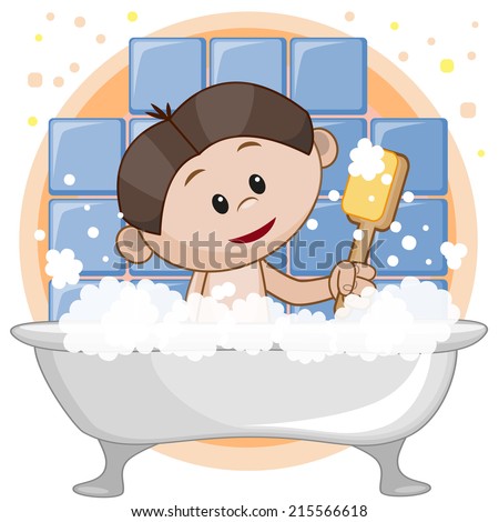 Cute Cartoon Monkey Bathroom Stock Vector 196657892 - Shutterstock