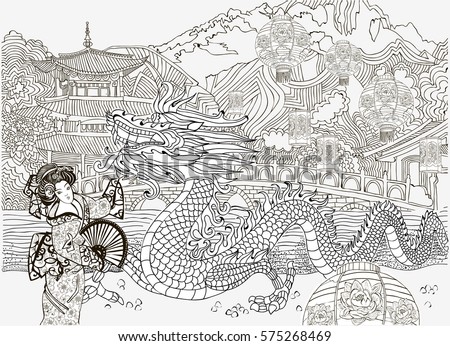 Coloring Pages Lantern Festival In China The Dragon East